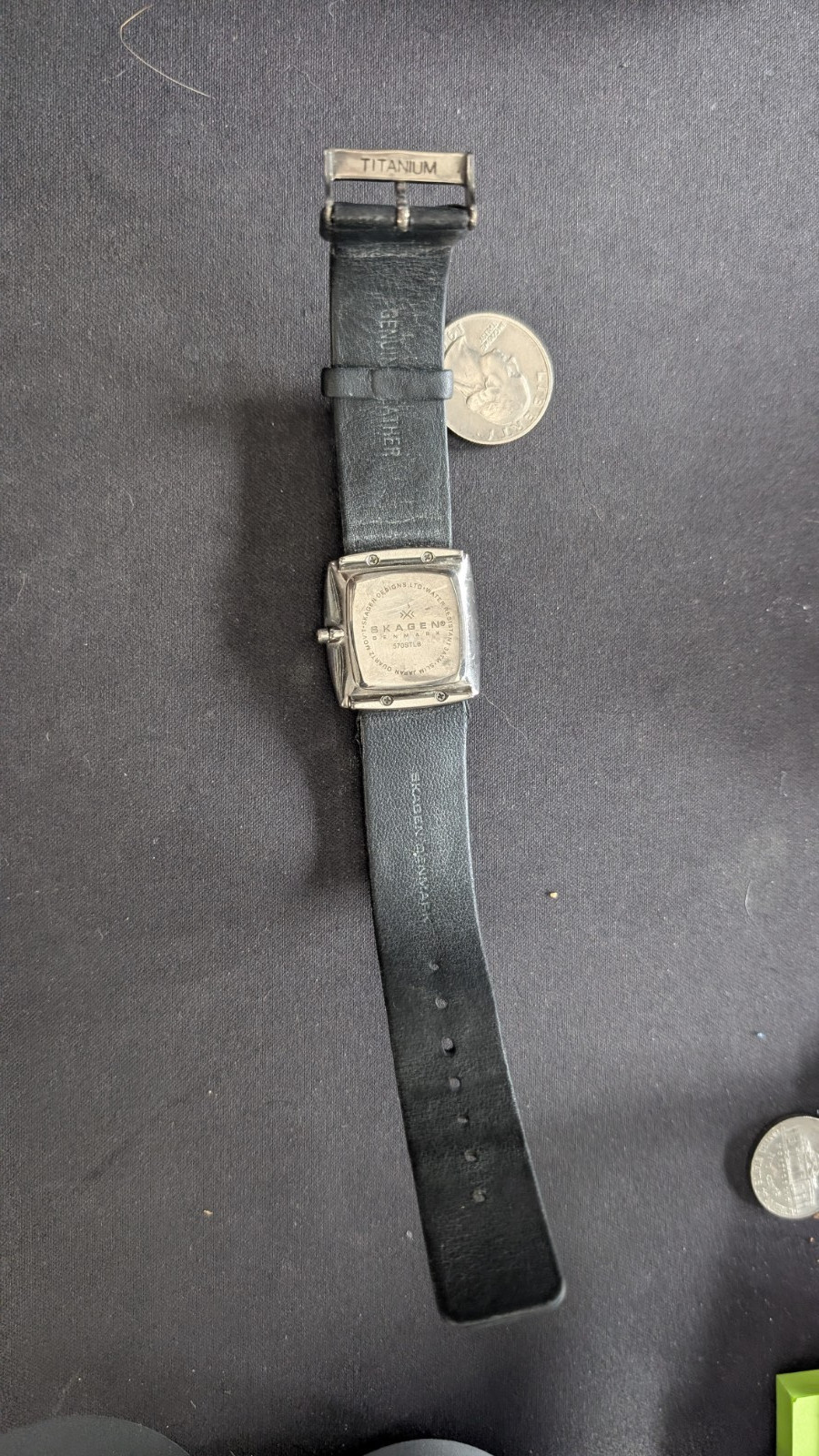 Skagen 570STLB Quartz Titanium Black MOP Leather Womens Watch
