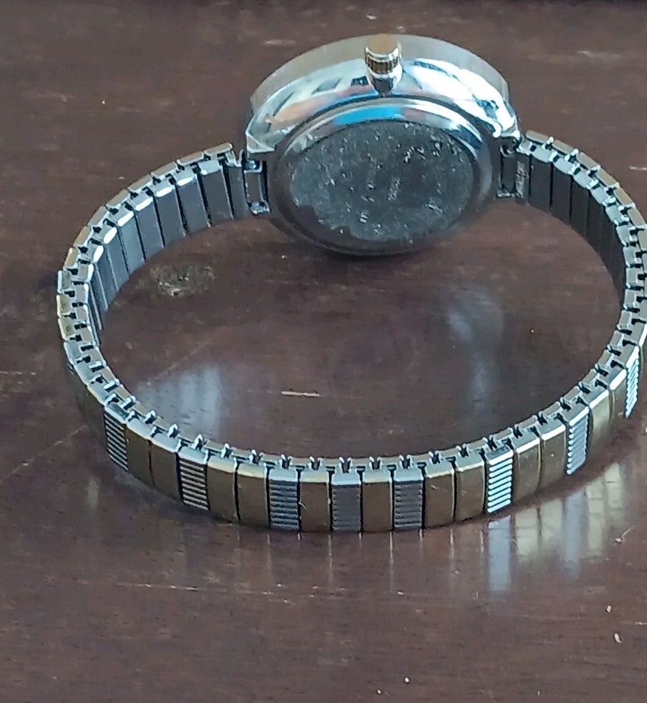 womens Two-Tone Stainless Steel Quartz Bracelet Watch White Dial Stick Indexes