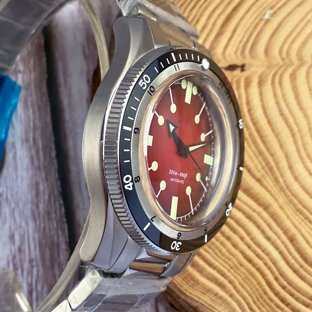 40mm Tandorio Wine red Dial NH35 Automatic Mens Watch Sapphire glass Ceramic