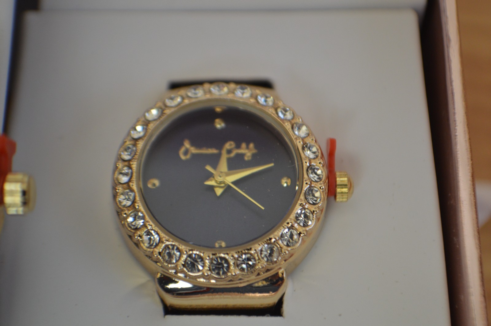 Jessica Carlyle Automatic Movement Blue Dial Watch & Ring Watch in Goldtone