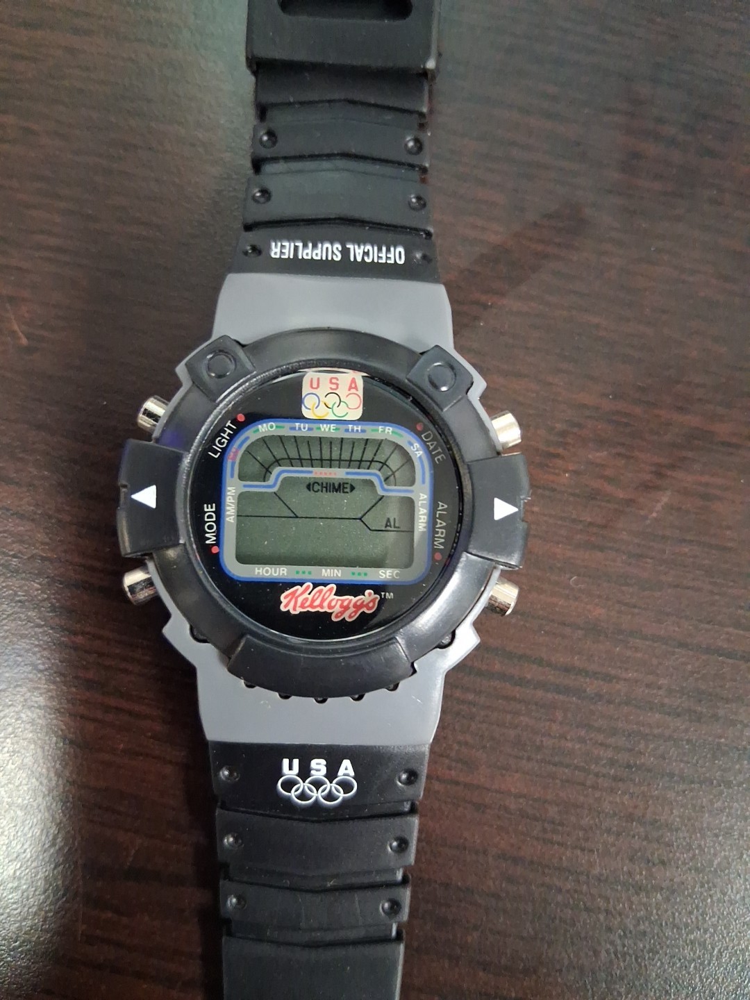 Vintage Kelloggs LCD Chronograph Wrist Watch USA Olympics Promo(untested)