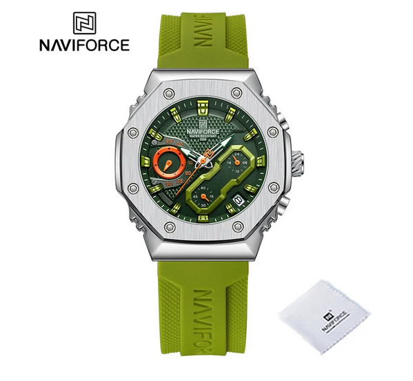NAVIFORCE Quartz Sport Watch 38mm 3 Bar Calendar Water Resistant LIGHT GREEN