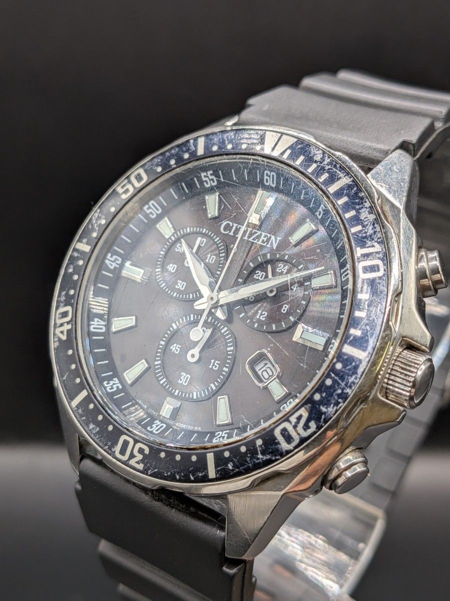 Citizen Eco-Drive H500-S096150 Solar Chronograph Mens Watch New Belt Japan