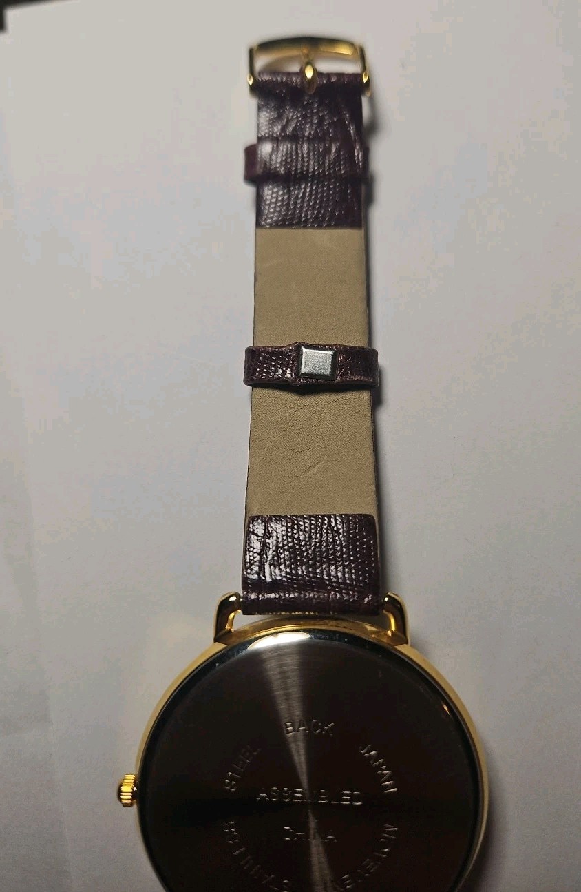 W.Y.L. Ballet Dancer Music Watch Pink Purple Brown Gold Tone Leather Band