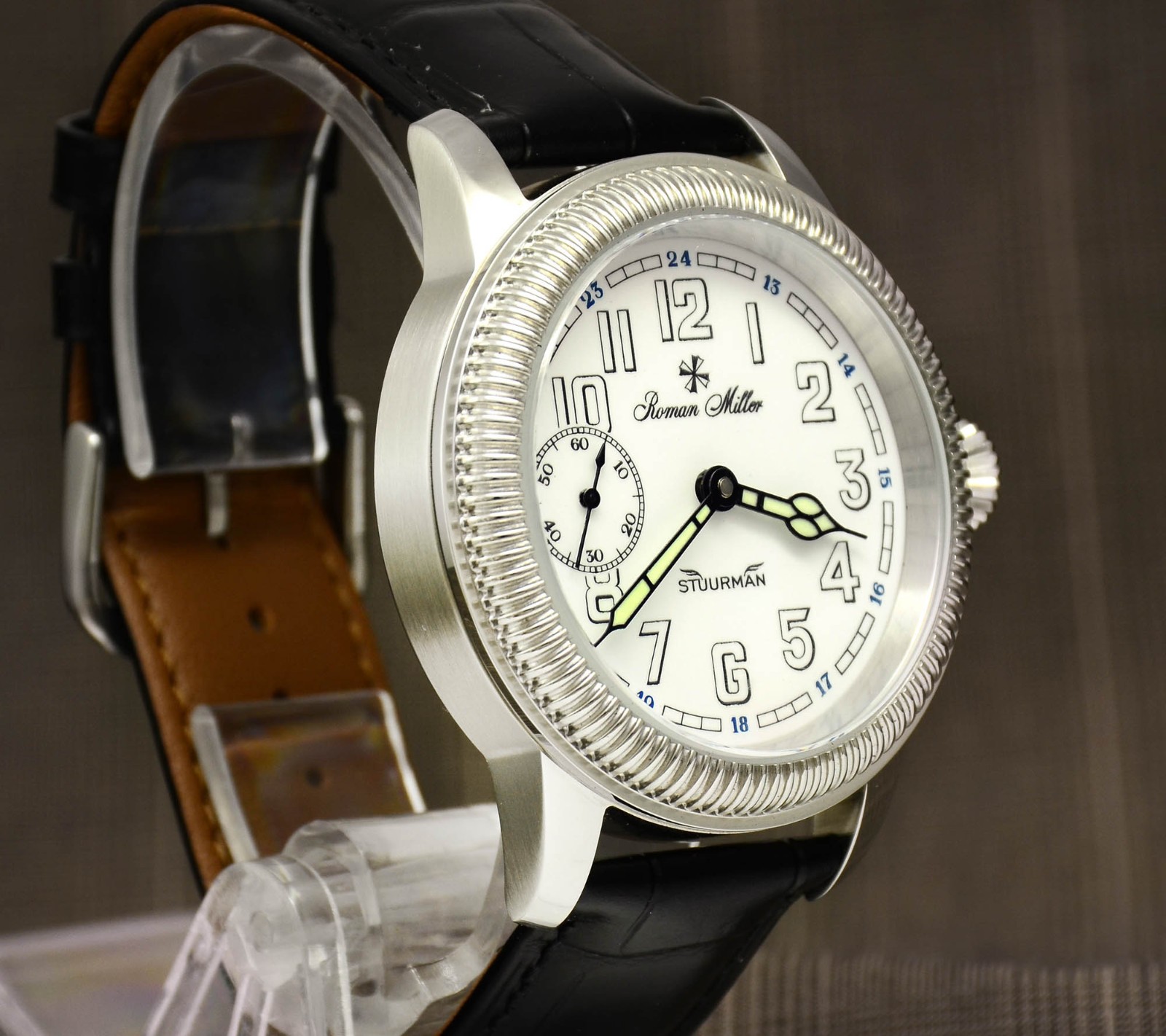 Mens Mechanical watch vintage style Navigator analog watch Roman Miller Stuurman