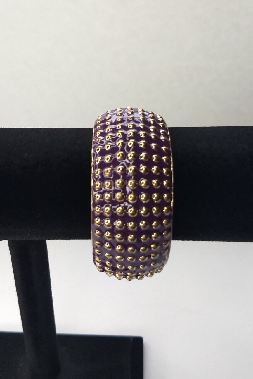 Jessica Carlyle Fashion Cuff Purple Gold Tone Watch Hinge New Battery Tested