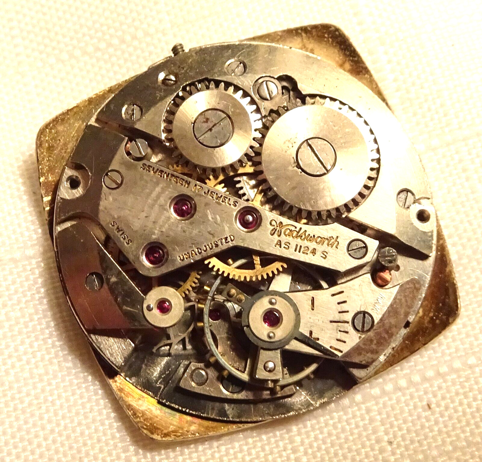 Wadsworth Wristwatch 17J Men’s Vintage AS1124S Parts or Repair