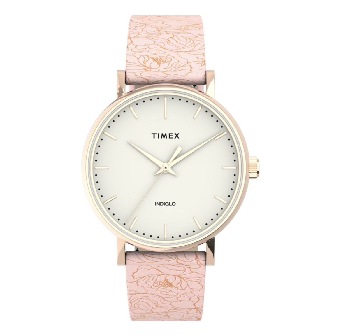 Timex Trend Fairfield Ladies Pink Leather Floral Watch