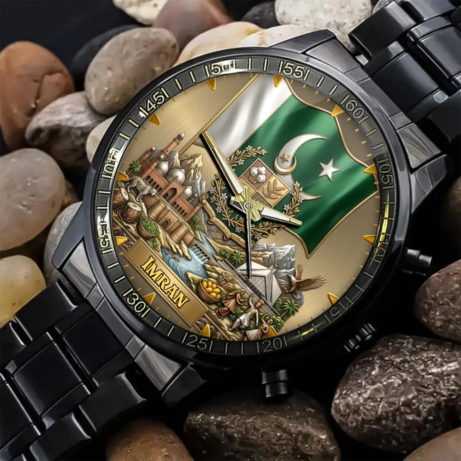 Personalized Pakistan Heritage Watch – Custom Name With Flag and National Emblem