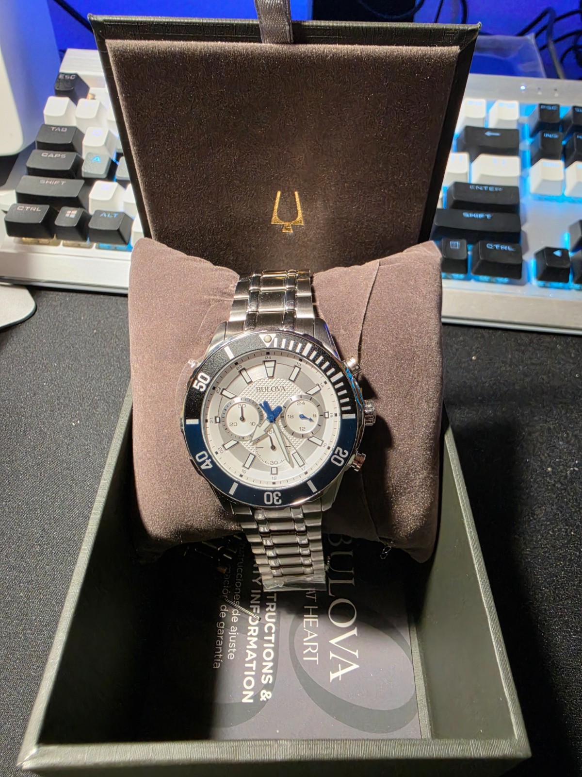 Bulova Men’s 98A257 Classic Chronograph Silver Dial Stainless Steel Watch 44mm