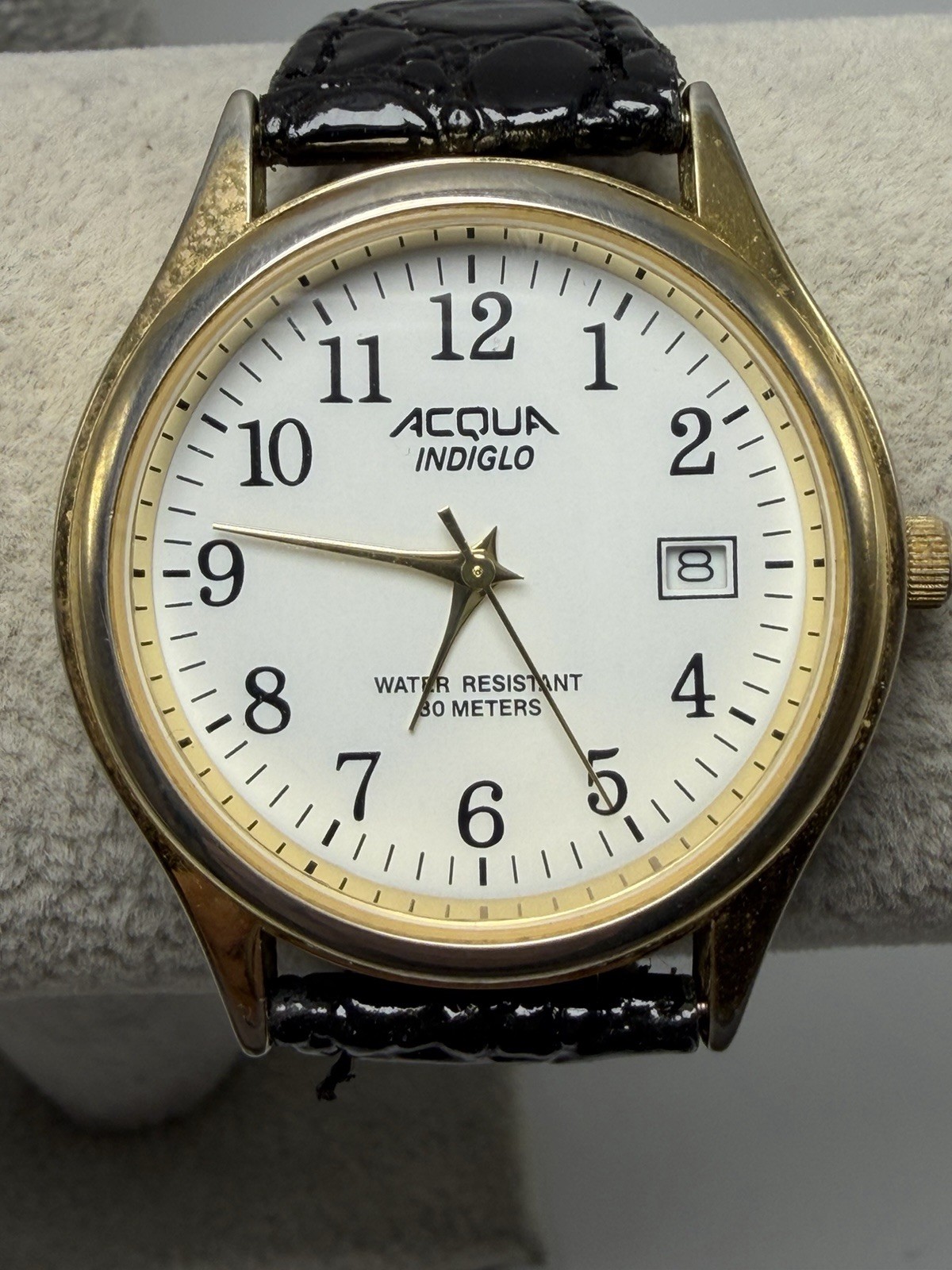 Acqua By Timex New Battery 2000 Mens Watch 35MM 7.5″ Leather Band Vintage
