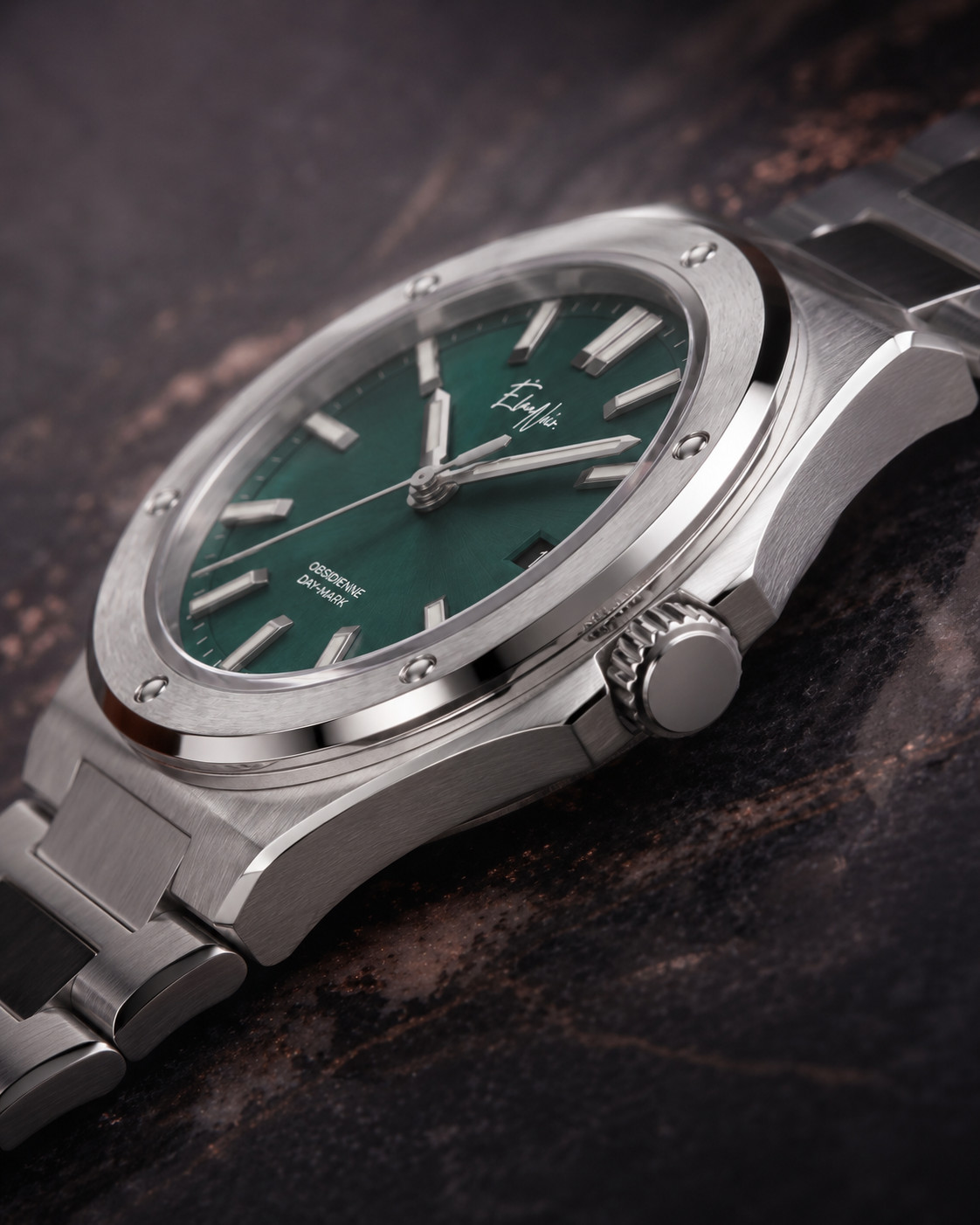 Élan Noir Obsidienne Automatic Men’s Watch 41mm Green Dial Steel NH35 Sapphire