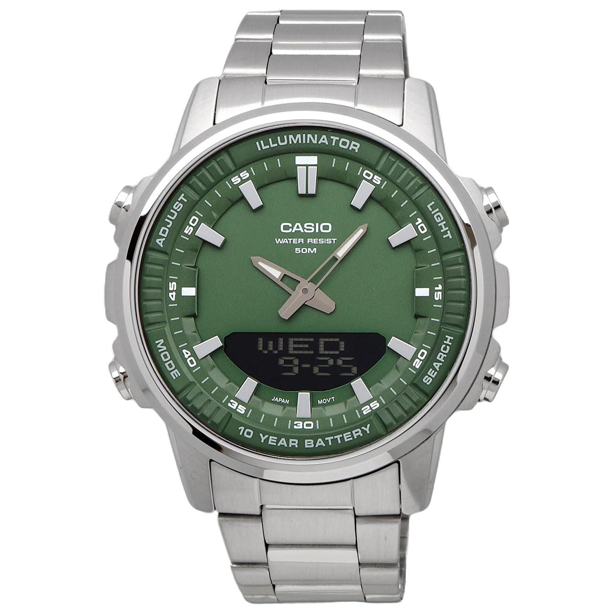 Casio Green AMW-880D-3AV 10 years Battery Design Stainless Steel Casual watch