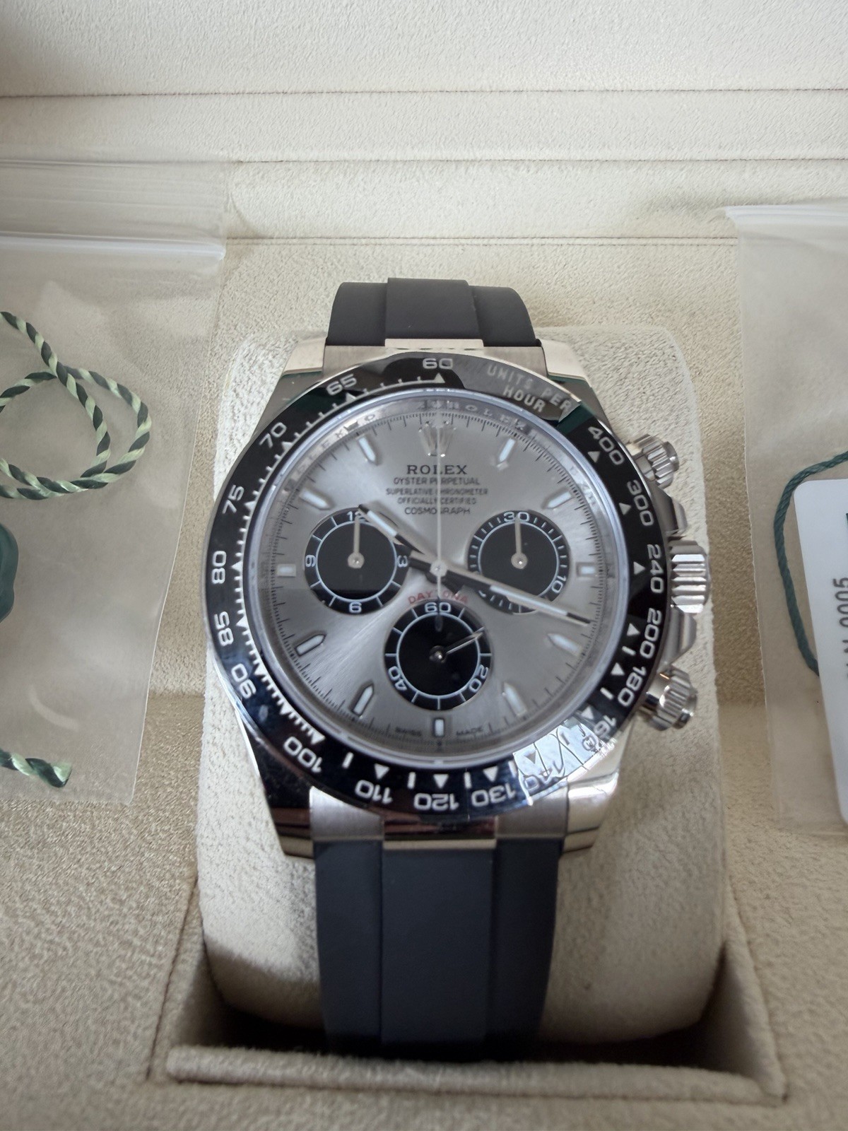 2024 Rolex Daytona Ghost. Full Set White Gold, Black Cerachrome Bezel 126519LN