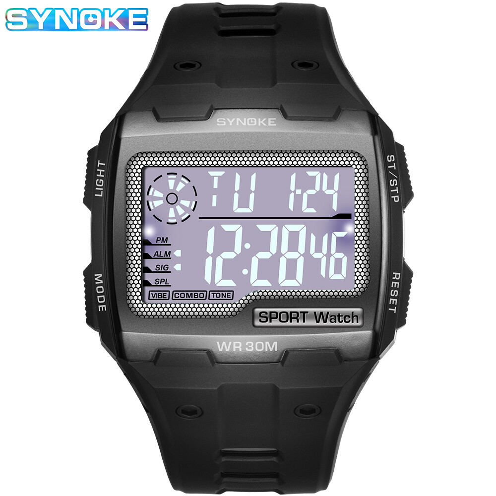 Waterproof Men Sports Watch Multifunctional Large Screen LED Display Wristwatch
