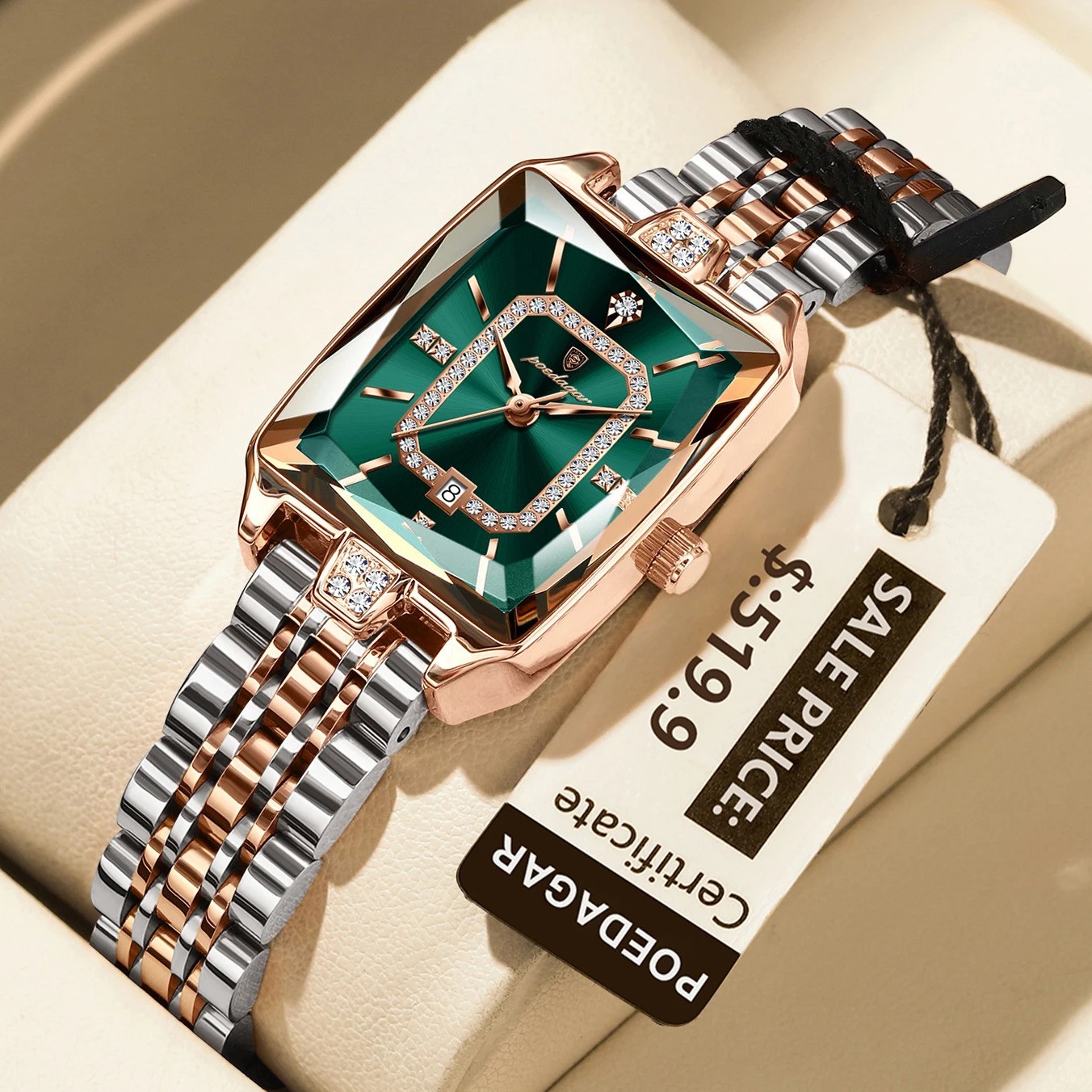 POEDAGAR Women Quartz Watch Waterproof Stainless Steel band Luminous Date