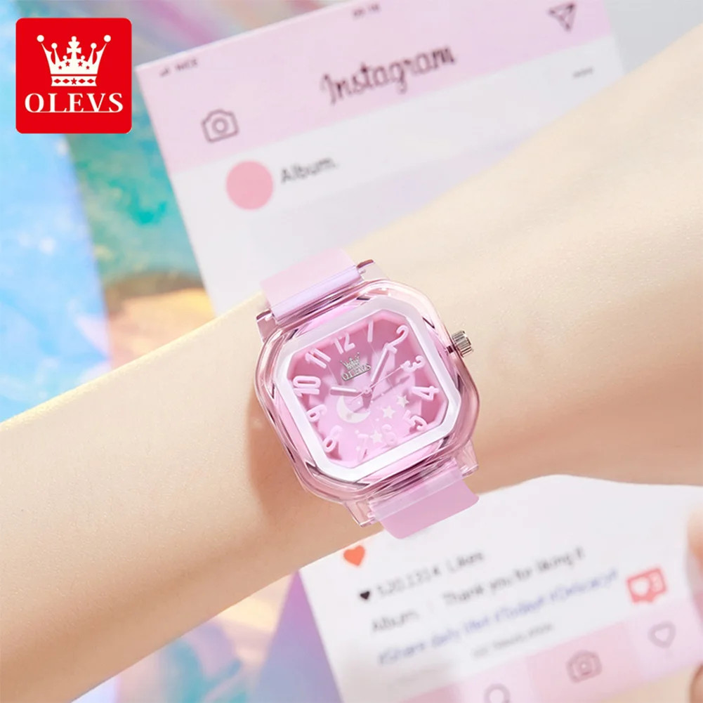 OLEVS Colourful Girl’s Quartz Watch Luminous Wristwatch for Kids Students
