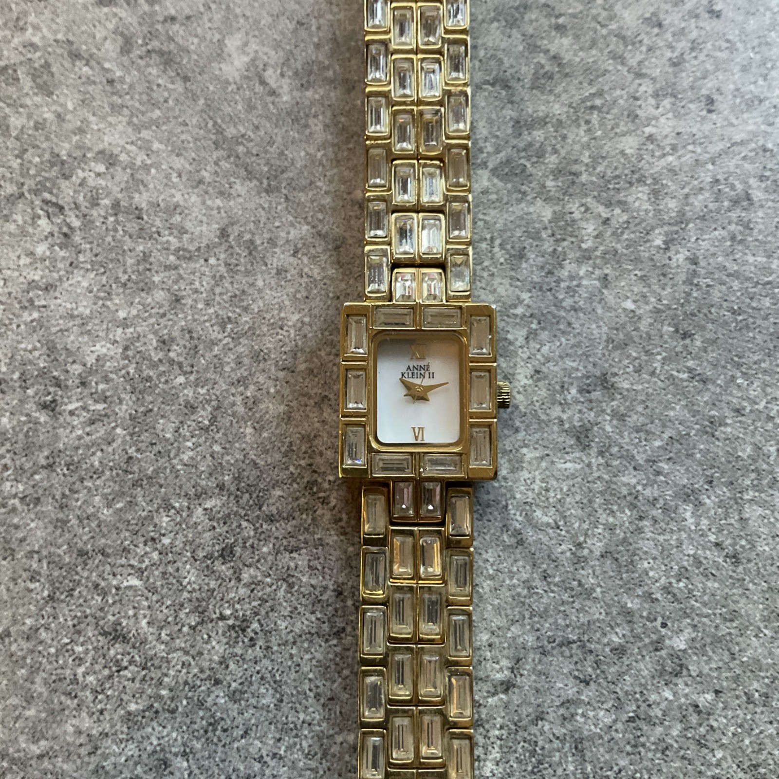 Vintage Anne Klein II Women’s Gold-Tone Baguette Crystal Dress Watch 10/3474 A21