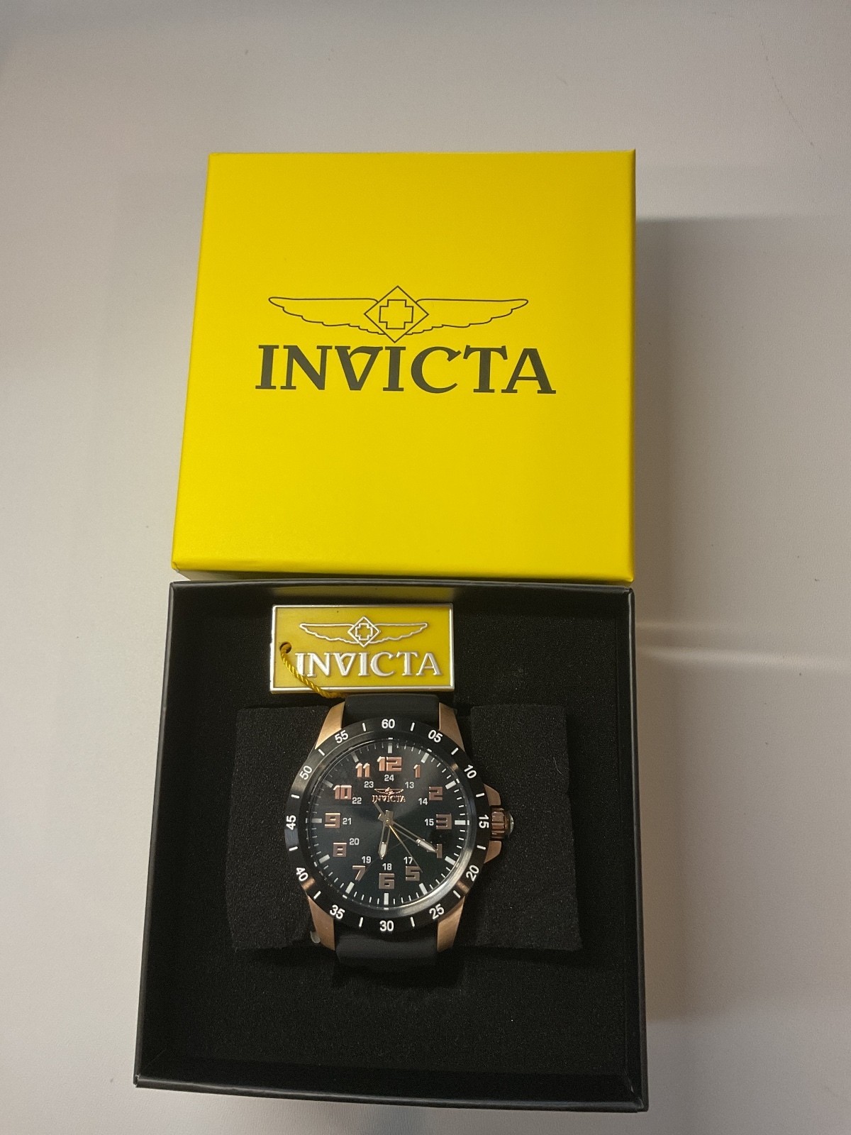 Invicta 40000 Men’s Black Dial Watch with Yellow Box- ab