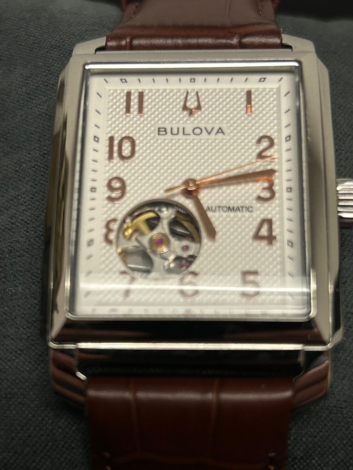 Bulova Sutton 96A268 33mm Silver Stainless Steel Case with Brown Leather Band…