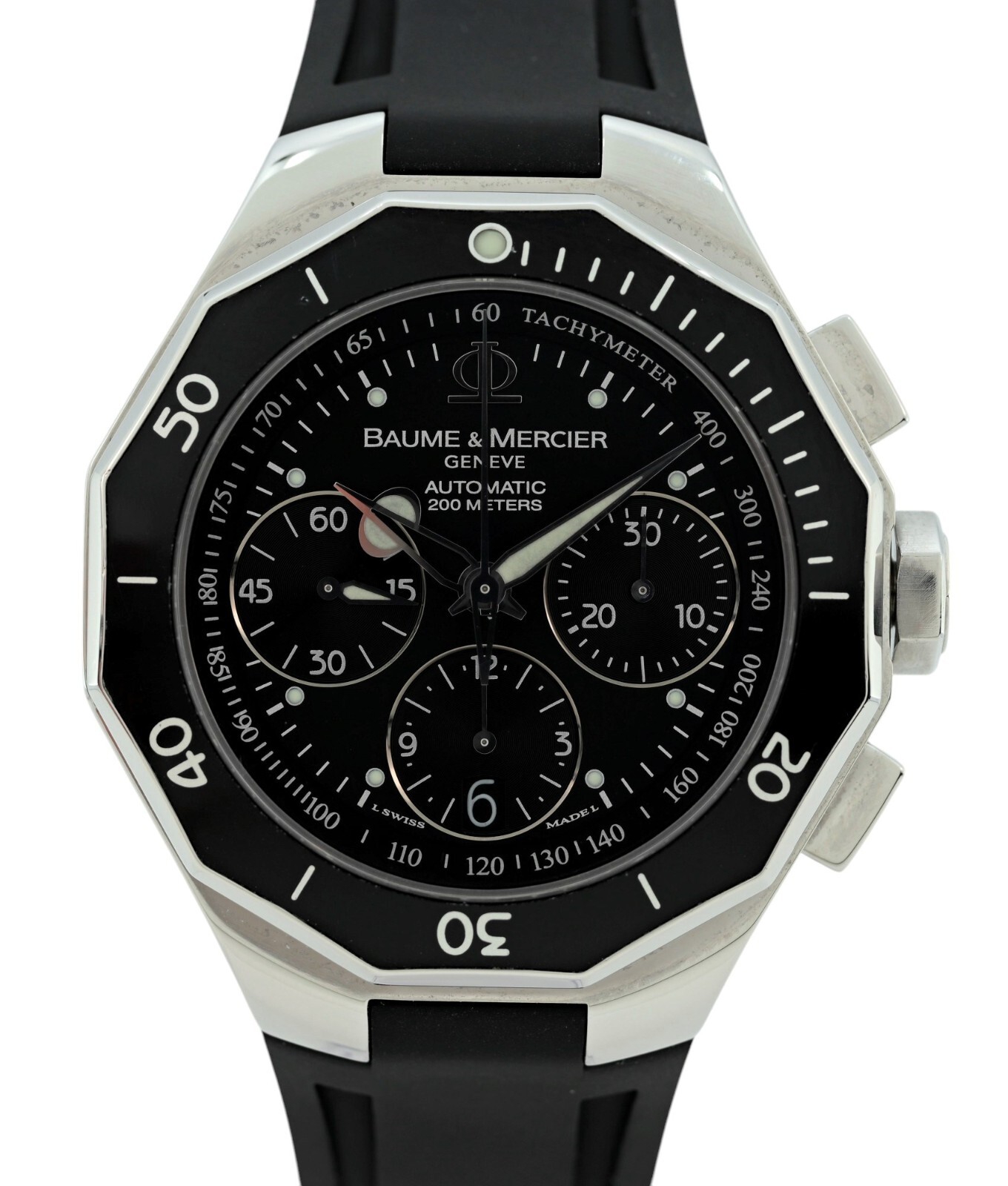 Baume Mercier 43mm Men’s Riviera Black Dial Automatic Chronograph Watch- 65599!