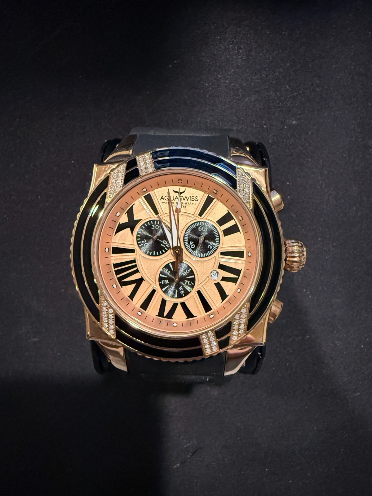 NEW IN BOX AQUASWISS Swissport XG Diamond D64XGD006 Men’s Watch 63mm 0.75ctw