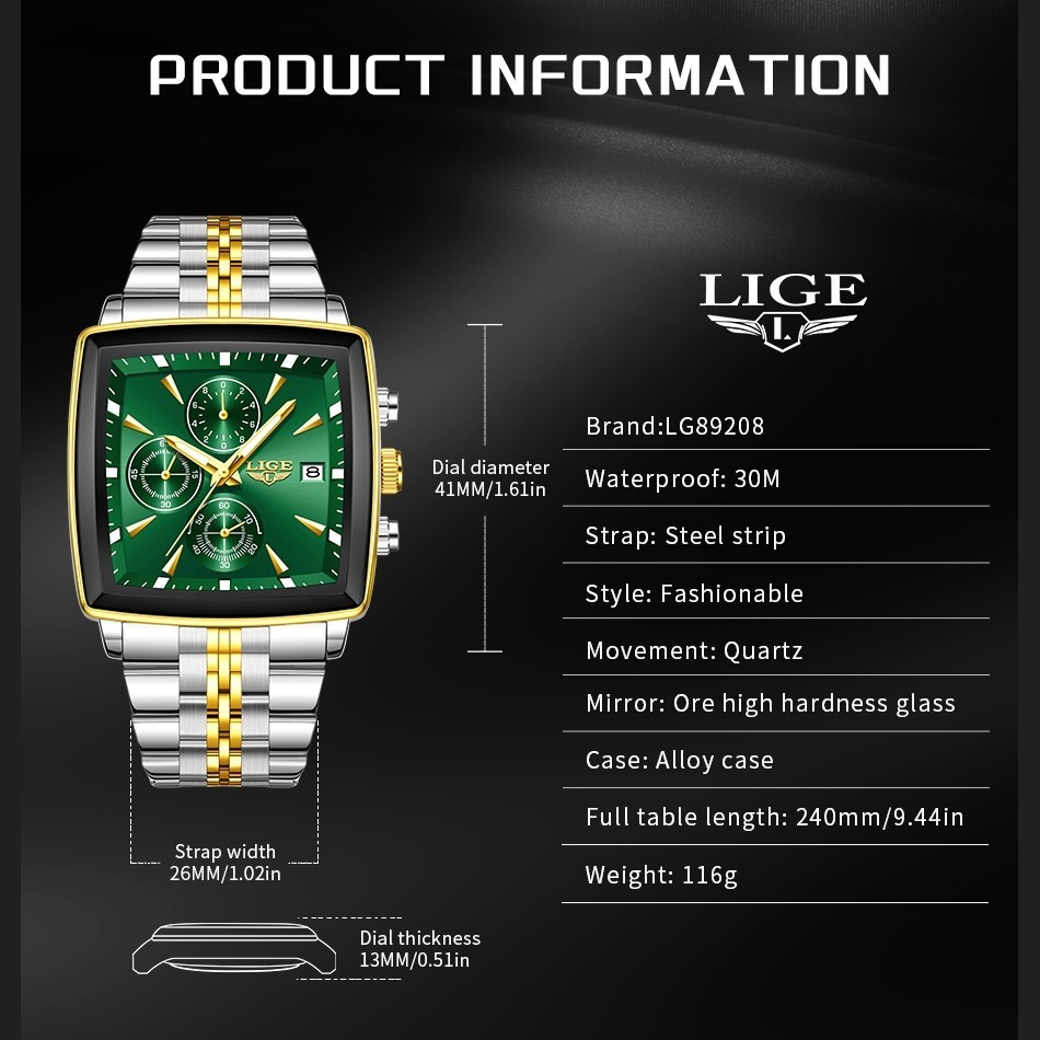 Luxury Men Watch Stainless Steel Quartz Date Luminous Chronograph Man Watch Gift