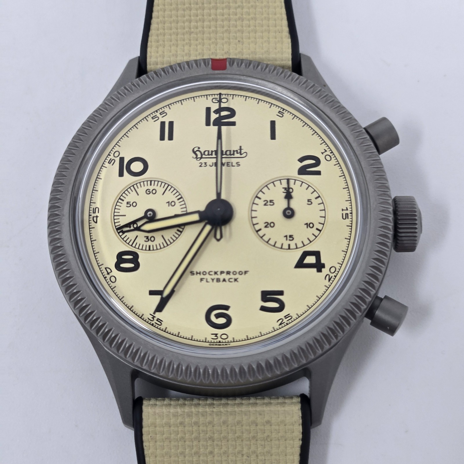 Hanhart 417 Ti Desert Pilot Flyback Chronograph, 42mm, Full Set Limited 200 pcs