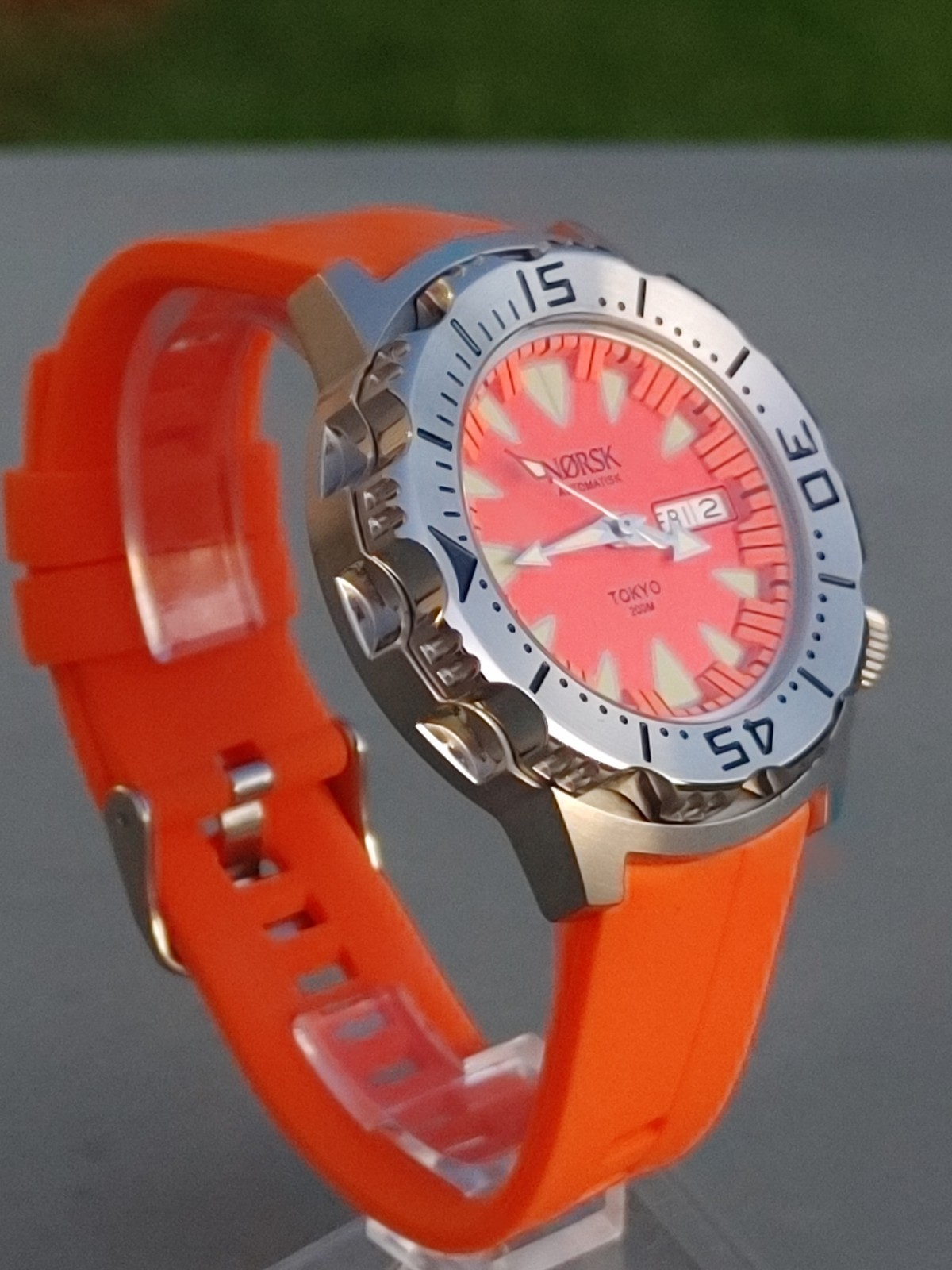Automatic Sea Monster Watch, Norsk, Diver, Seiko NH36a movement Orange
