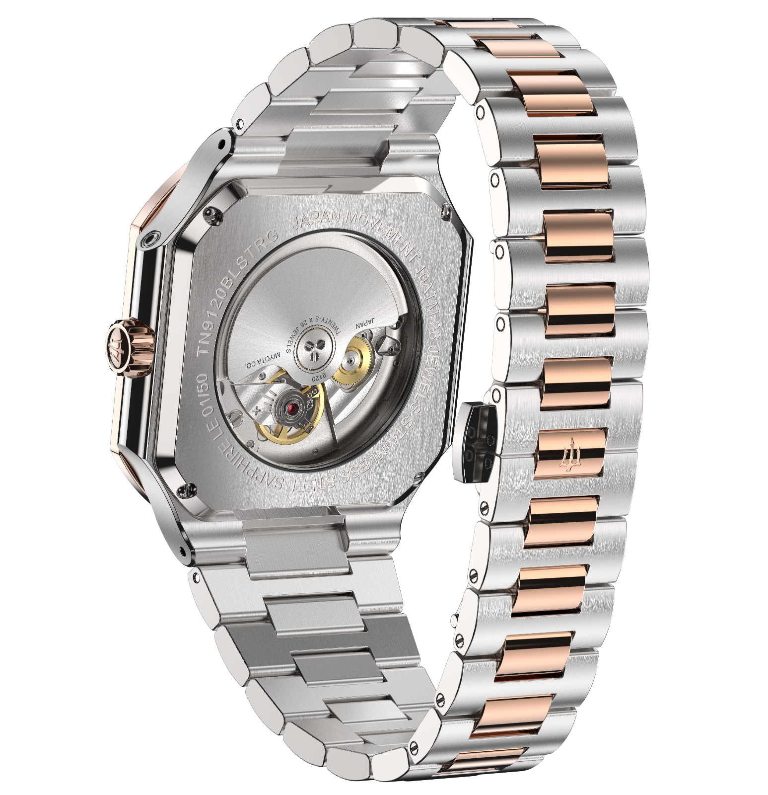 Oceaneva Men’s Tenuis Automatic Calendar Thin Watch – Blue & Rose Gold