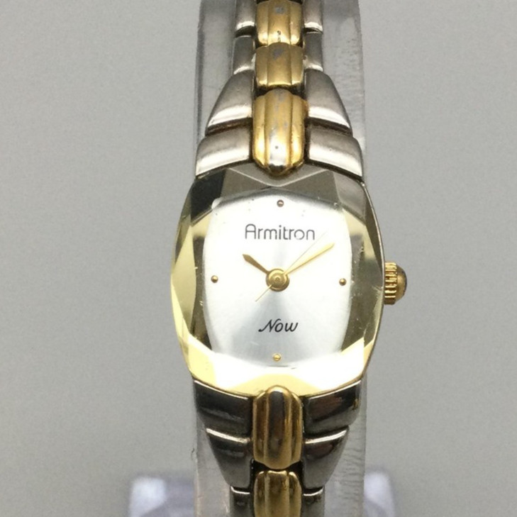 Armitron Now Womens Watch 17mm Two Tone Bracelet Gold Bezel New Battery 7.25″