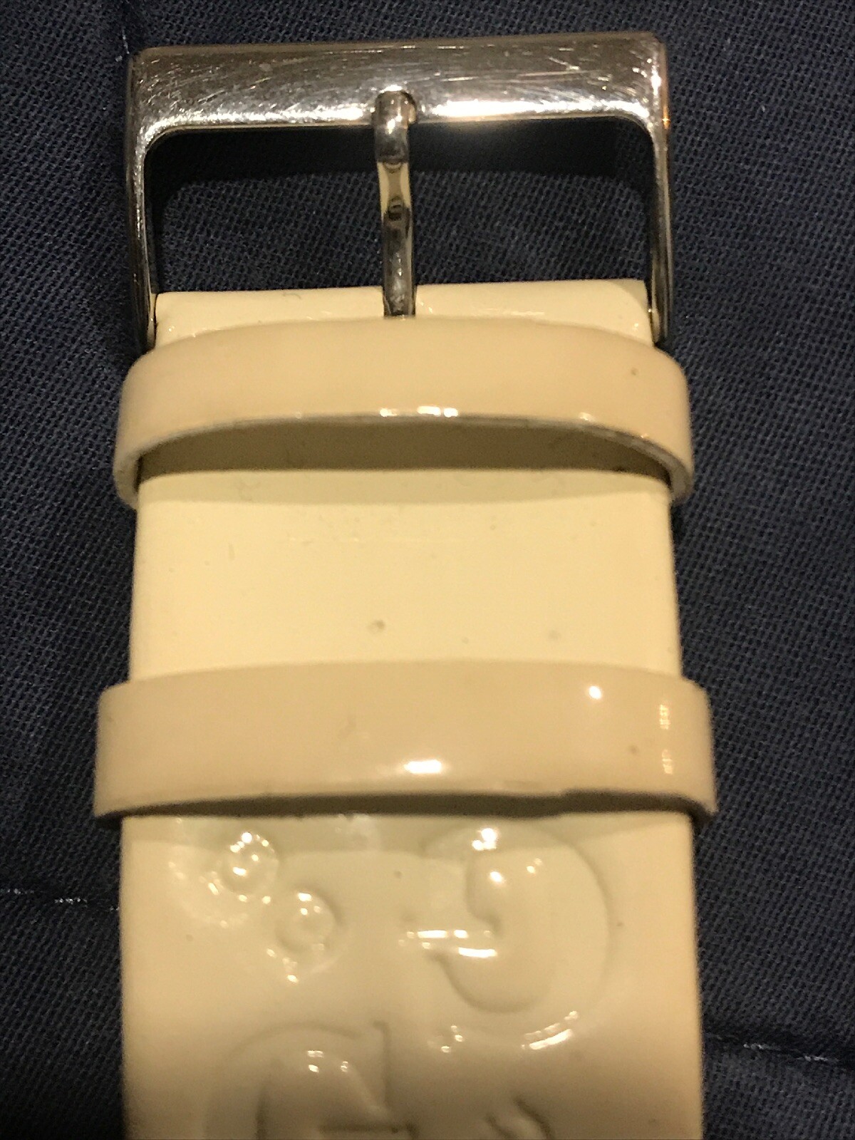 GUESS Women’s Teen Watch Cream Leather Band, Silver Dial W/ Rhinestones Y2K