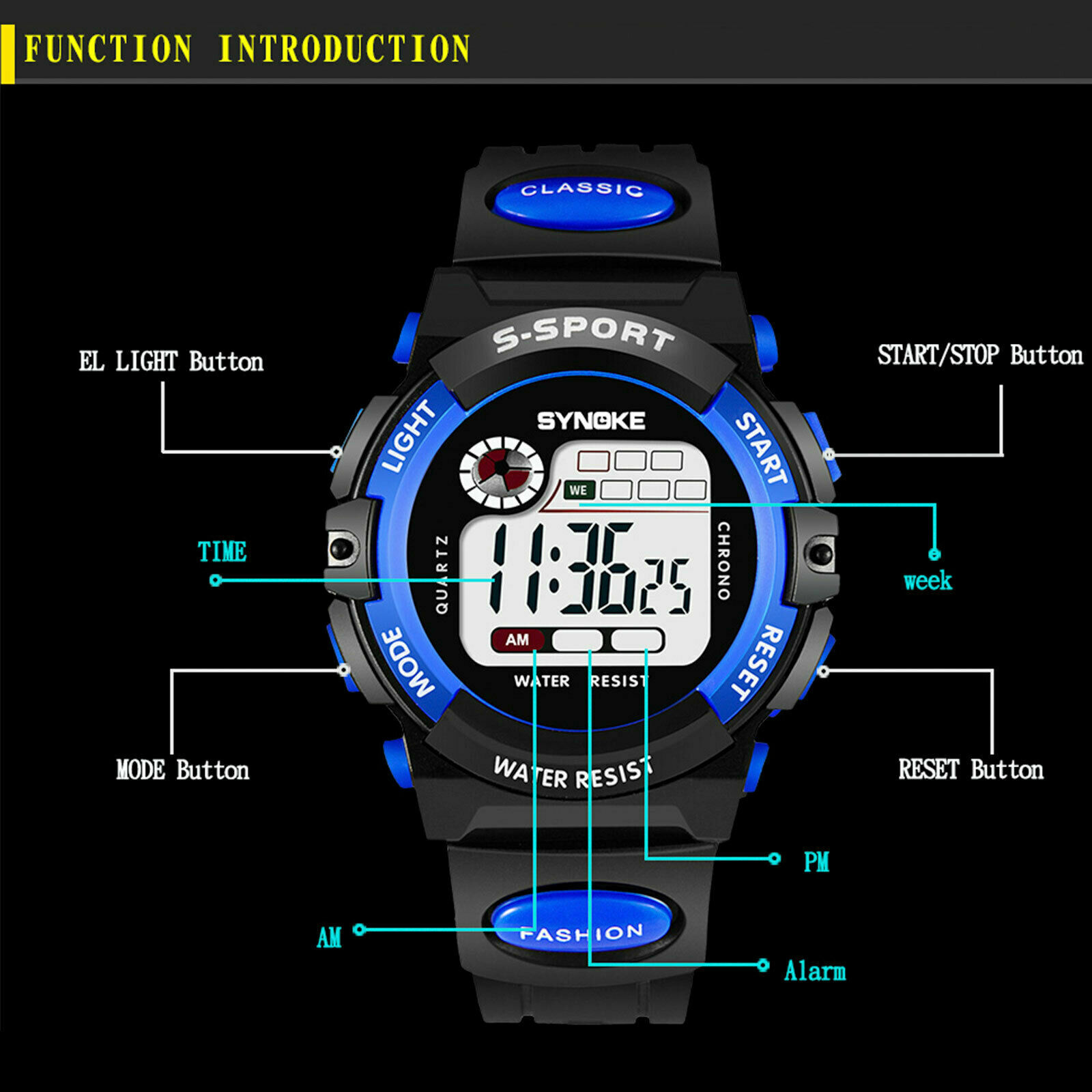 Kids Digital Electronic Watch Waterproof Children Boys Girls Sports LED Watches