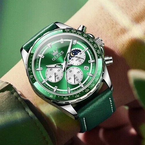 Waterproof Quartz Watch Men’s OLEVS Luminous Luxury Leather Men Business Strap
