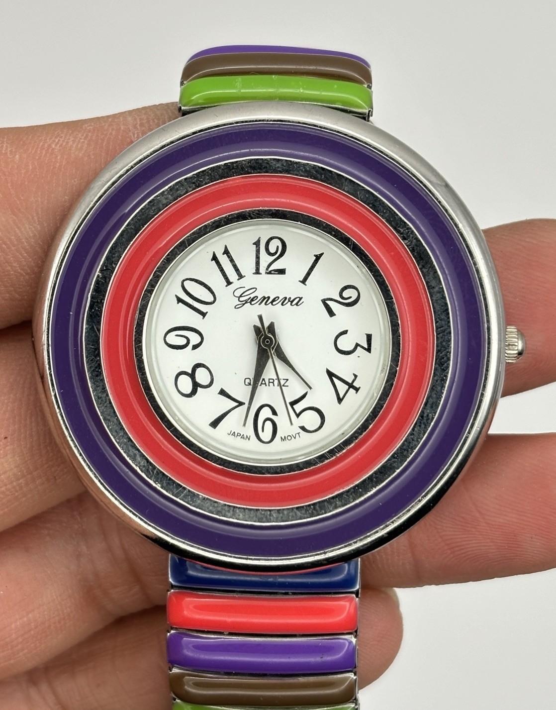 Geneva Number Dial Women’s Multi Color Stretch Band Fashion Casual Watch #7.29