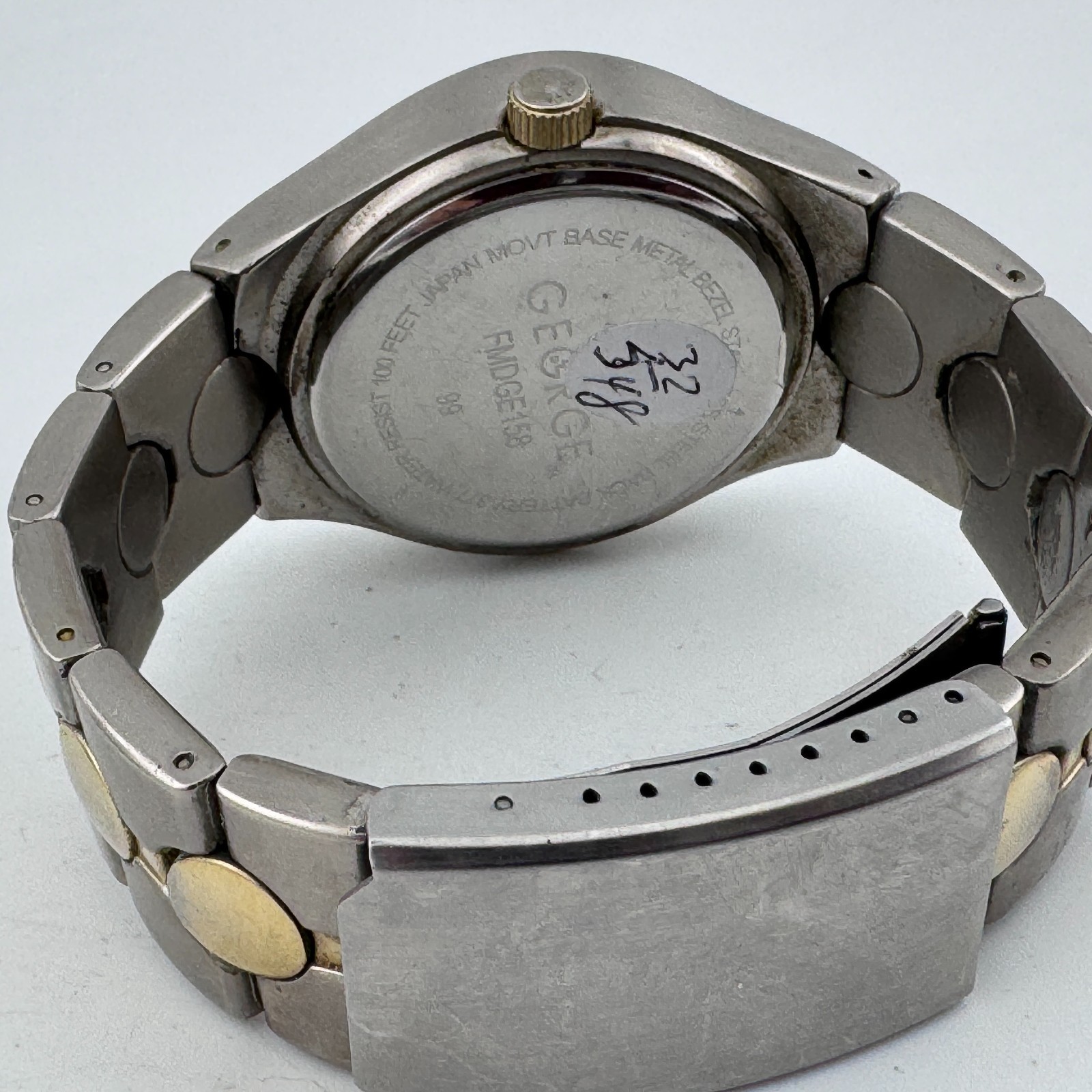Vintage George Quartz Watch Men 30m Dual Tone Date Japan Analog New Battery 7″
