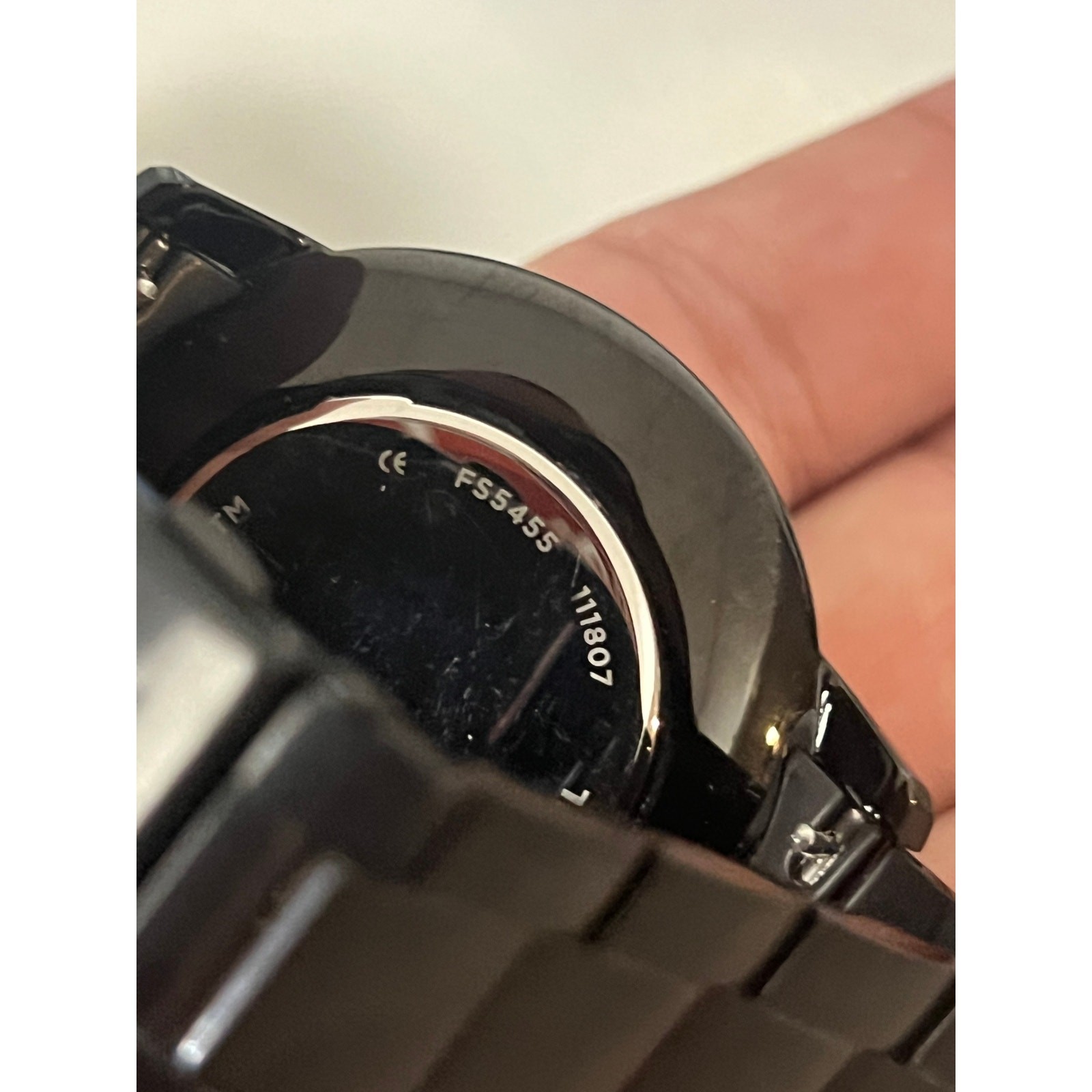 Fossil FS5455 Minimalist All Black Stainless Steel Diamond Accent Men Watch