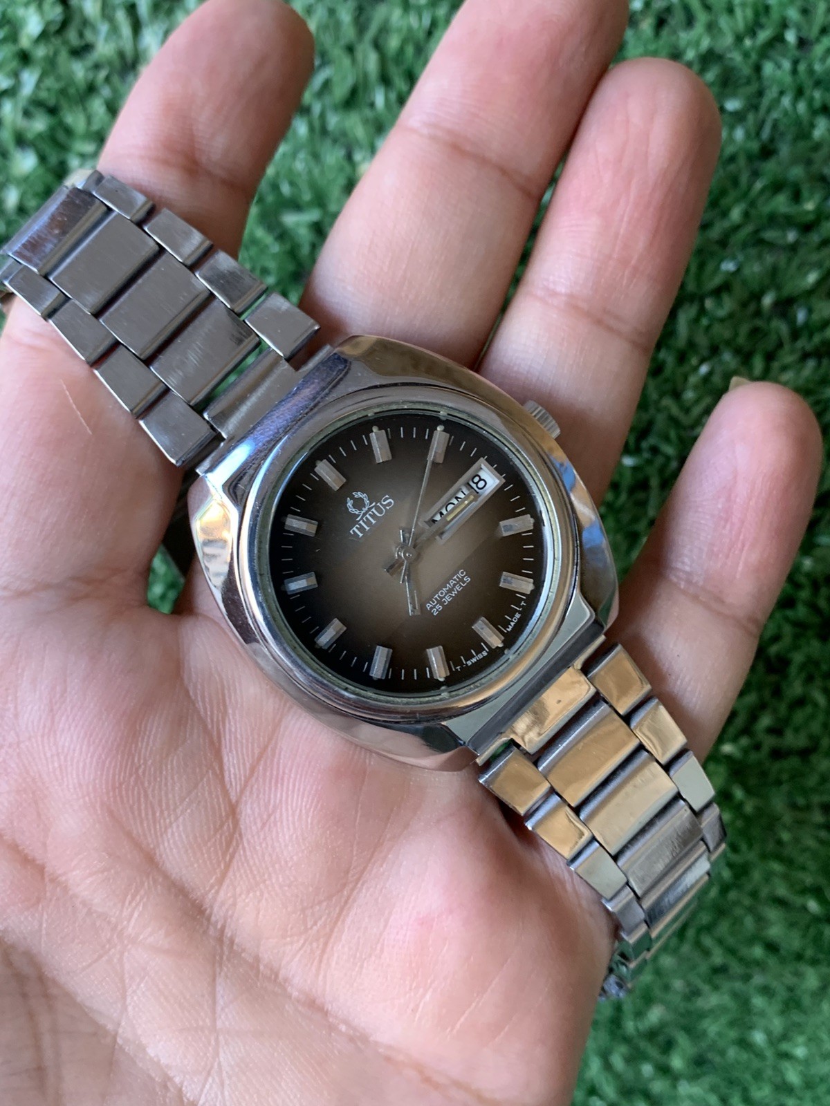 Vintage Solvil et Titus Geneve Automatic Watch 38mm Gradient Dial 25J Swiss Made