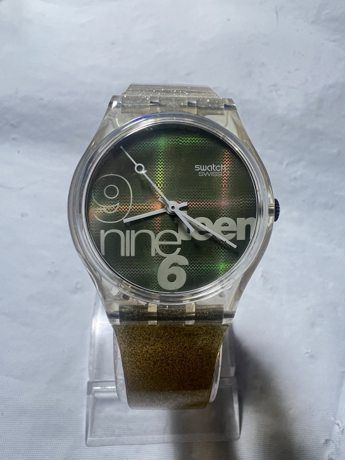 Swatch Gent (Glitter)GK216, unique Holographic Dial,AG1995,34mm Case, ladies Wat