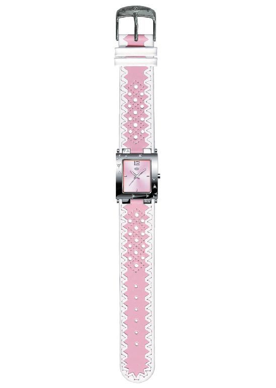 Pierre L’Ecram Jolie, Ladies’ Watch with Cubic Zirconia Stones and Two-Tone Leather Strap