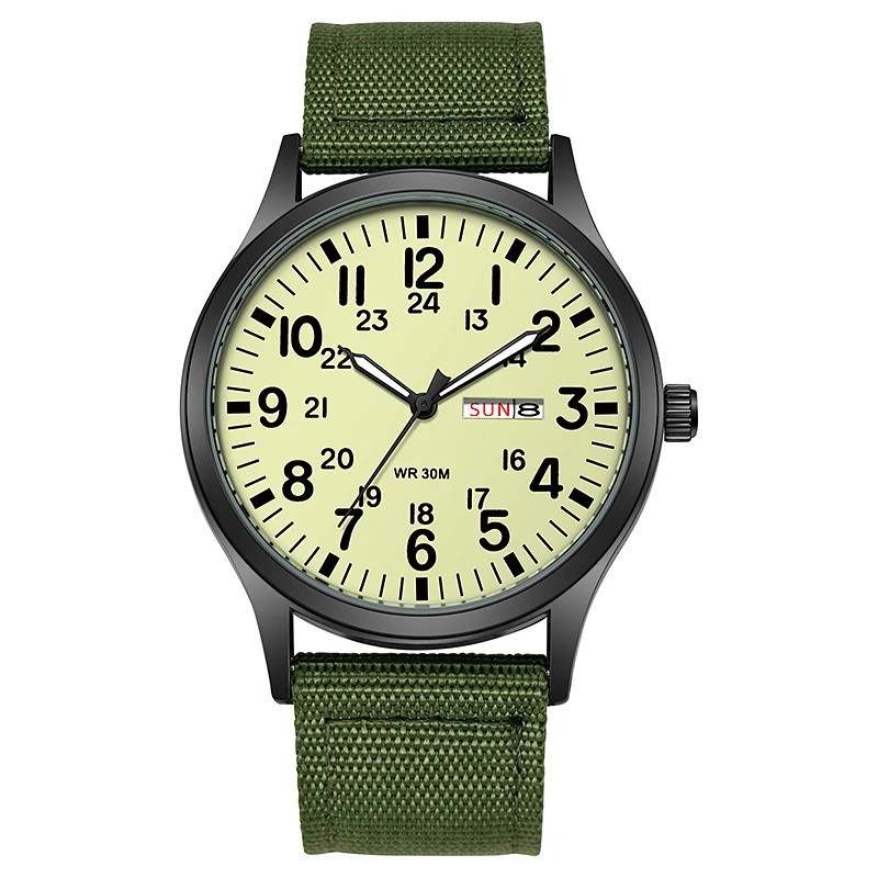Durable Field Watch Easy Read Dial 24H Display Nylon Strap Quartz Movement usa