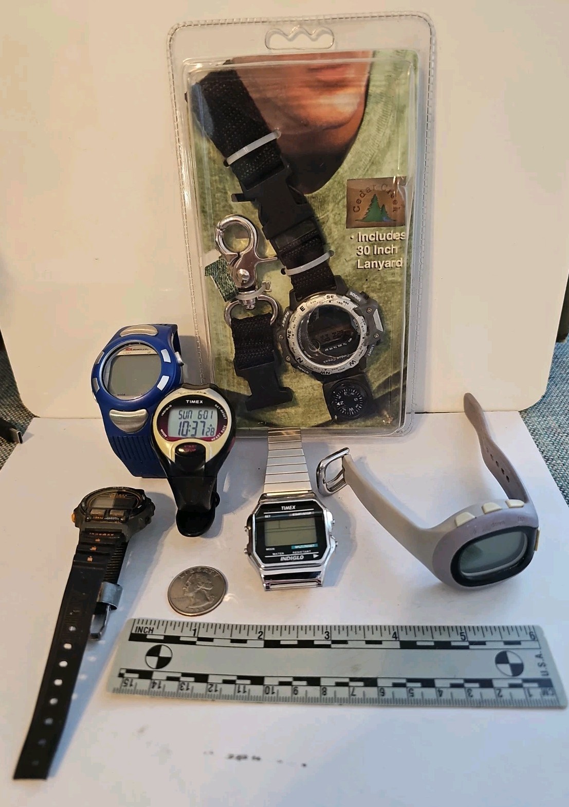 Digital Watches Lot Ironman,2Timex,Garmin,Bowflex,cedar Creek (6) total AS-IS