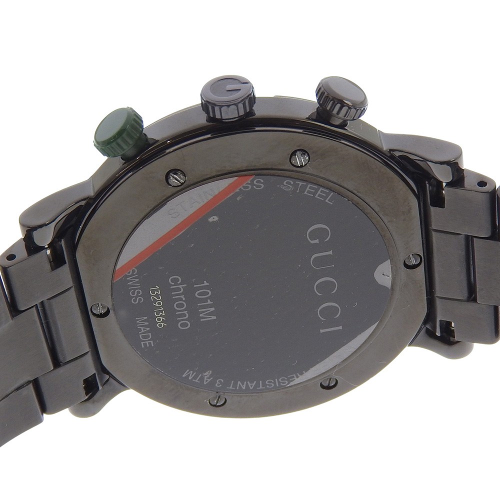 GUCCI G Chrono Watches 101M black blackDial Stainless Steel Quartz Chronog…