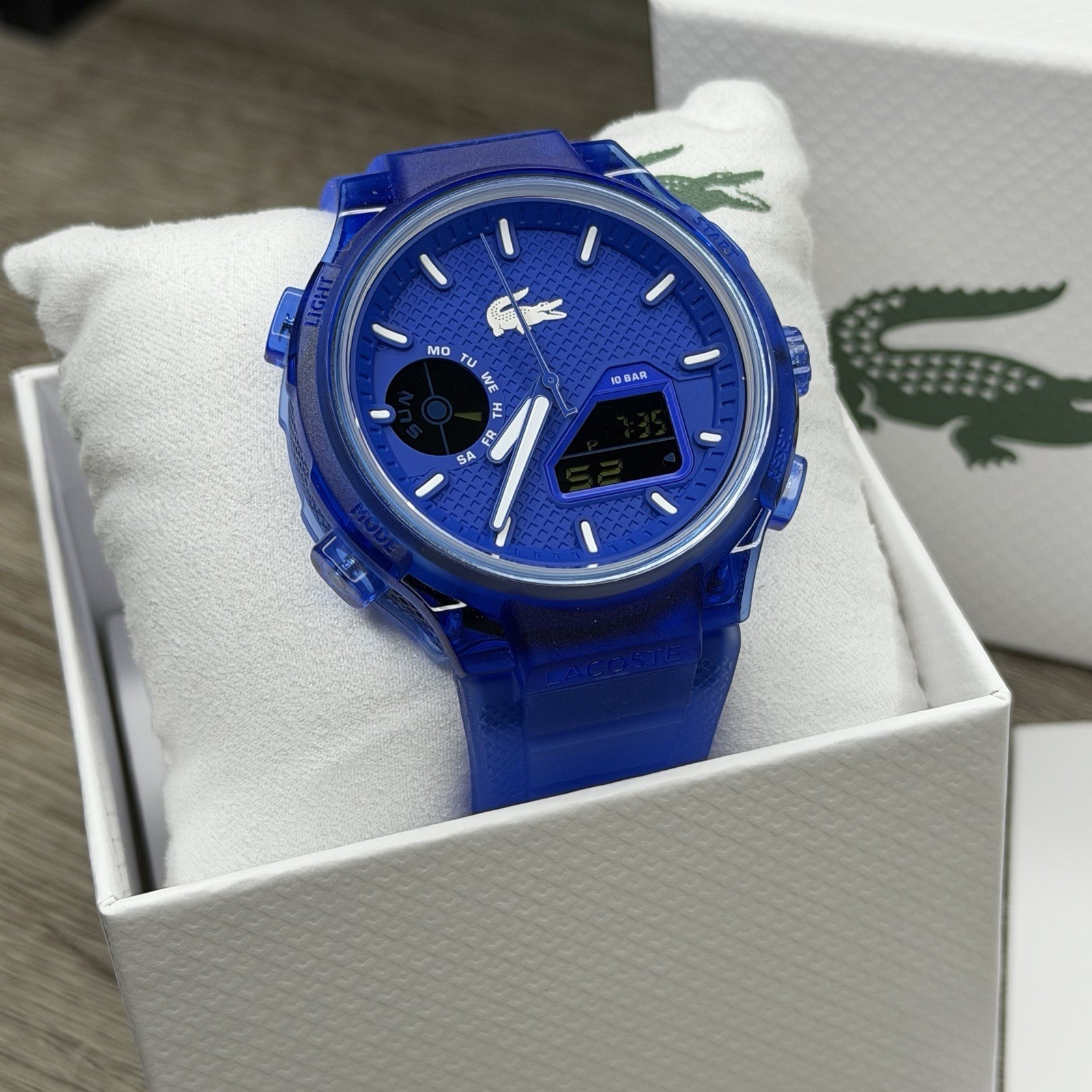 NEW✅ Lacoste LC33 Analog & Digital Blue Silicone Strap Men Watch 45mm 2011429