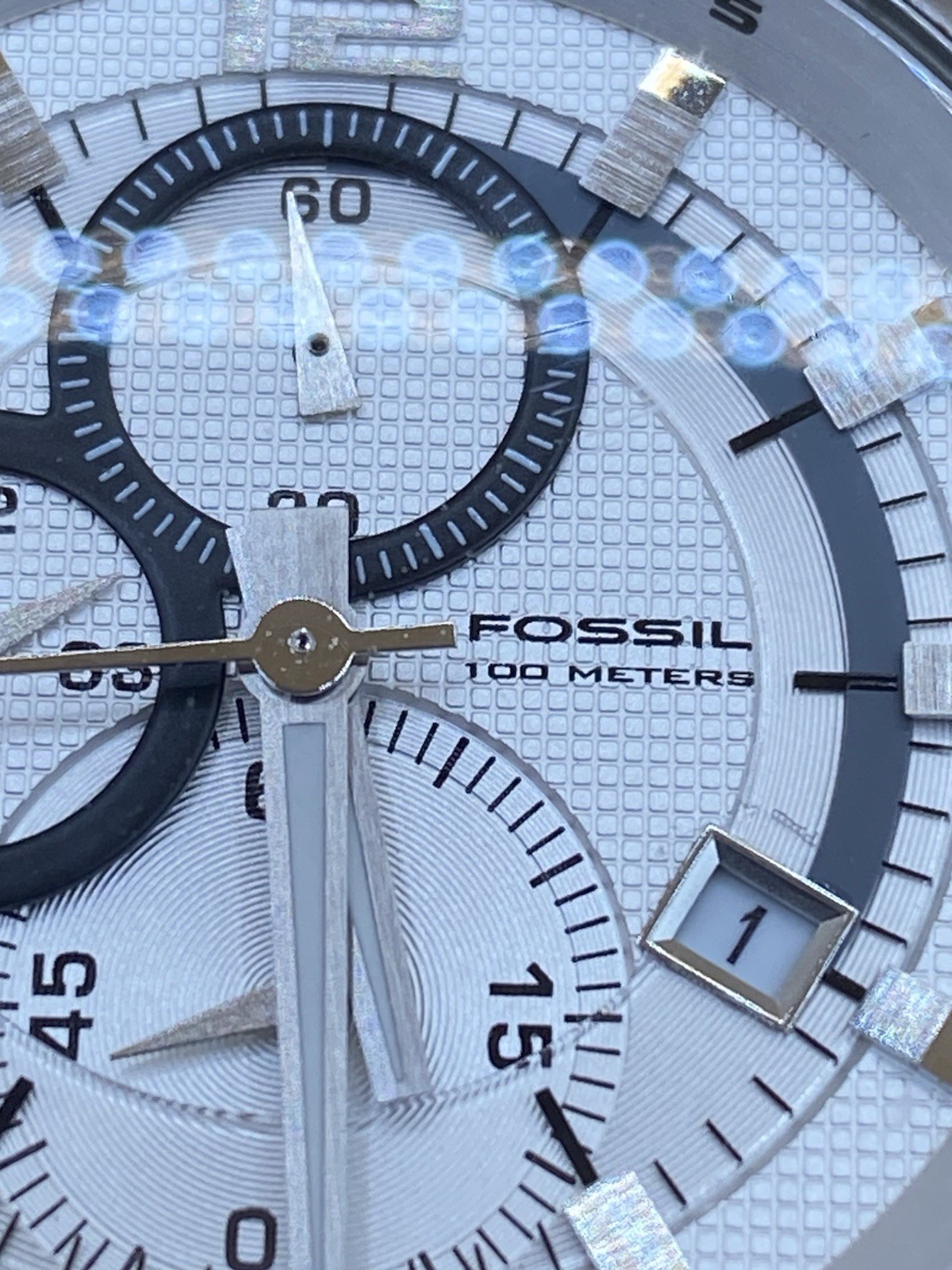 Fossil Blue Three-Hand Silver Stainless Steel Watch Silver and Blue Dial CH2498