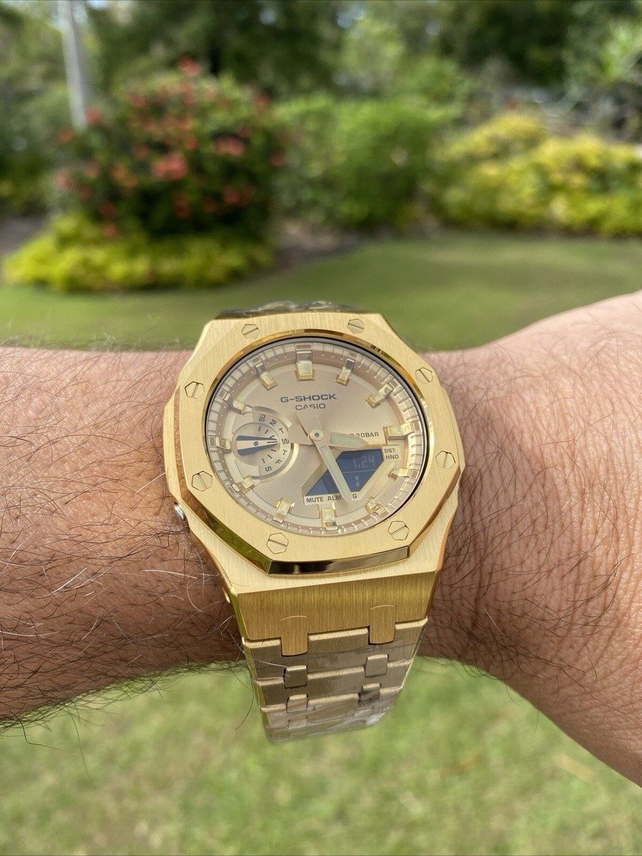 New Casio G-Shock Gold Color GA2100 All Yellow Gold custom MOD