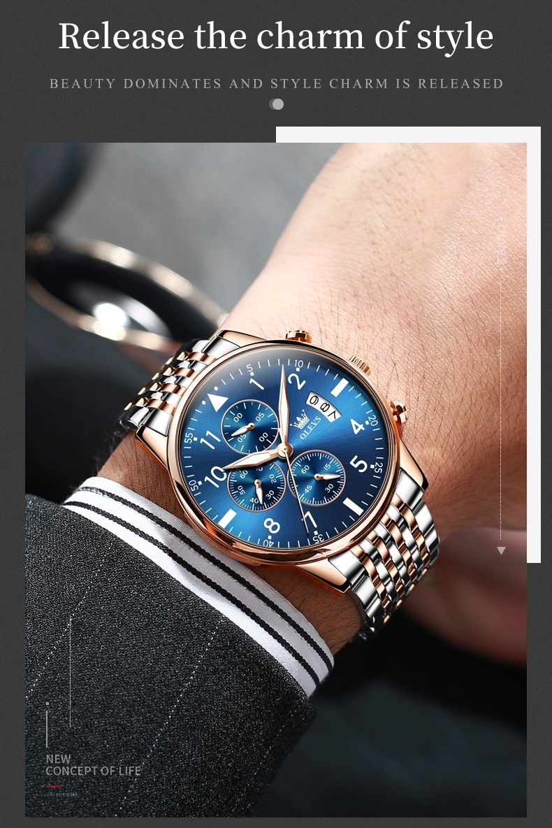 OLEVS 2869 Fashion Wrist Casual Quartz Luminous Multifunctional Business Watch
