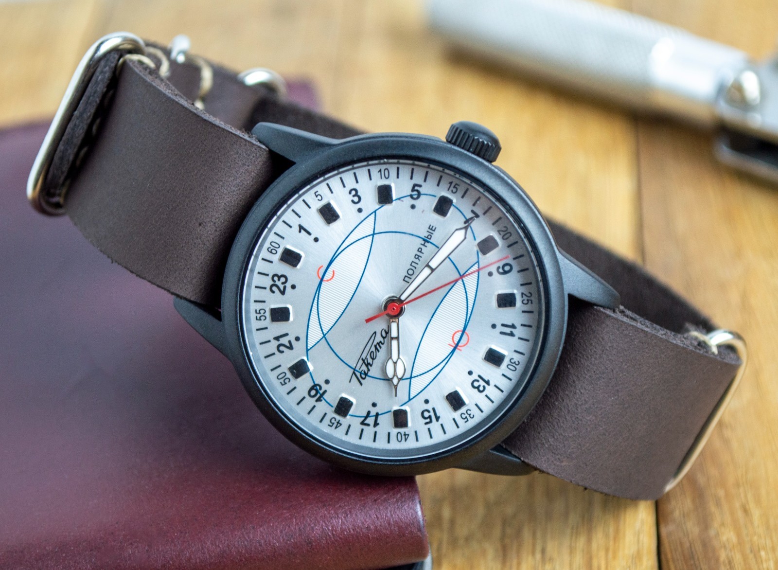Automatic Raketa Polar Mens Watch 24 Hours Vintage Petrodvorets Gift For Men