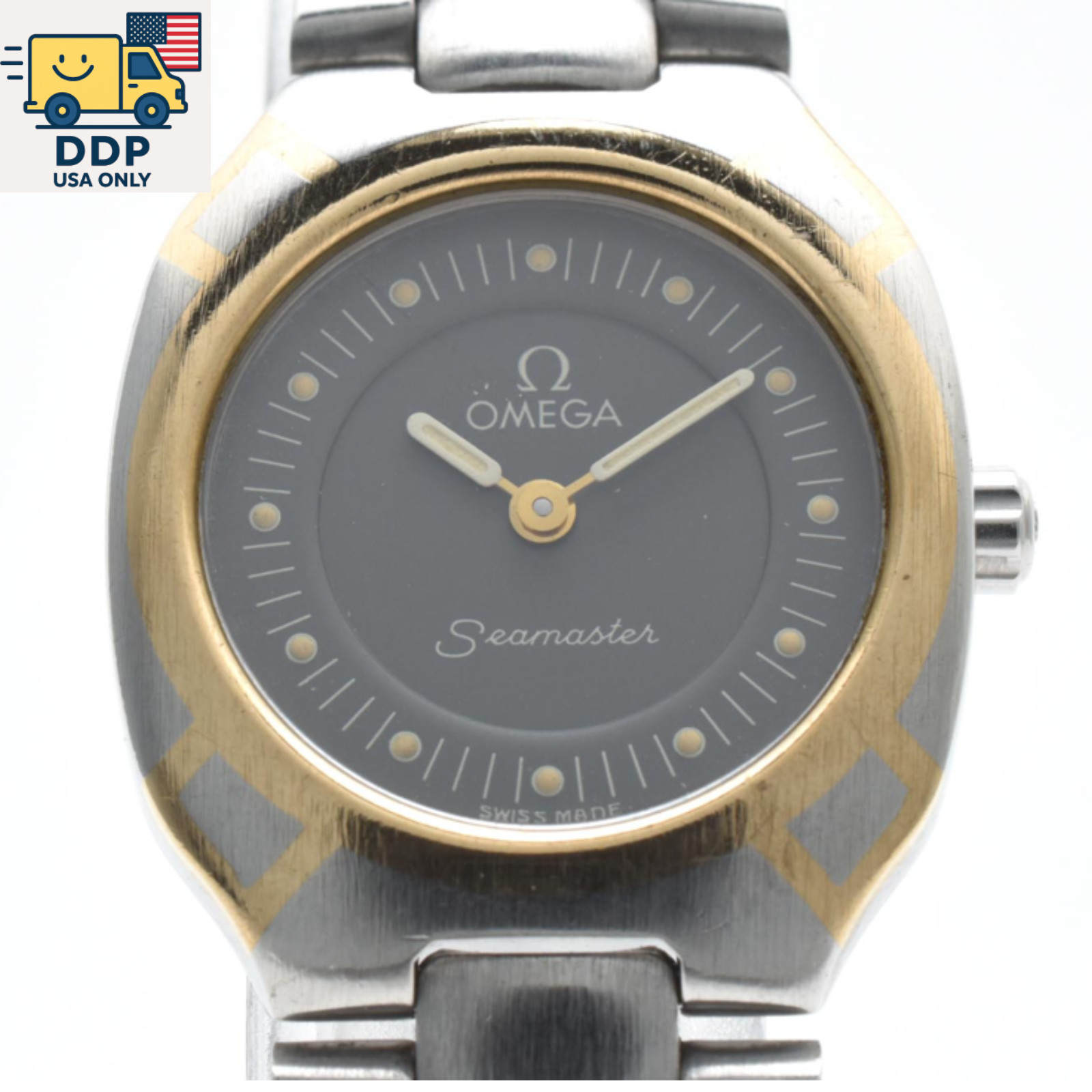 OMEGA Seamaster Polaris Vintage Gold Silver Brack Dial 795.1022 Women’s [Exc+5]