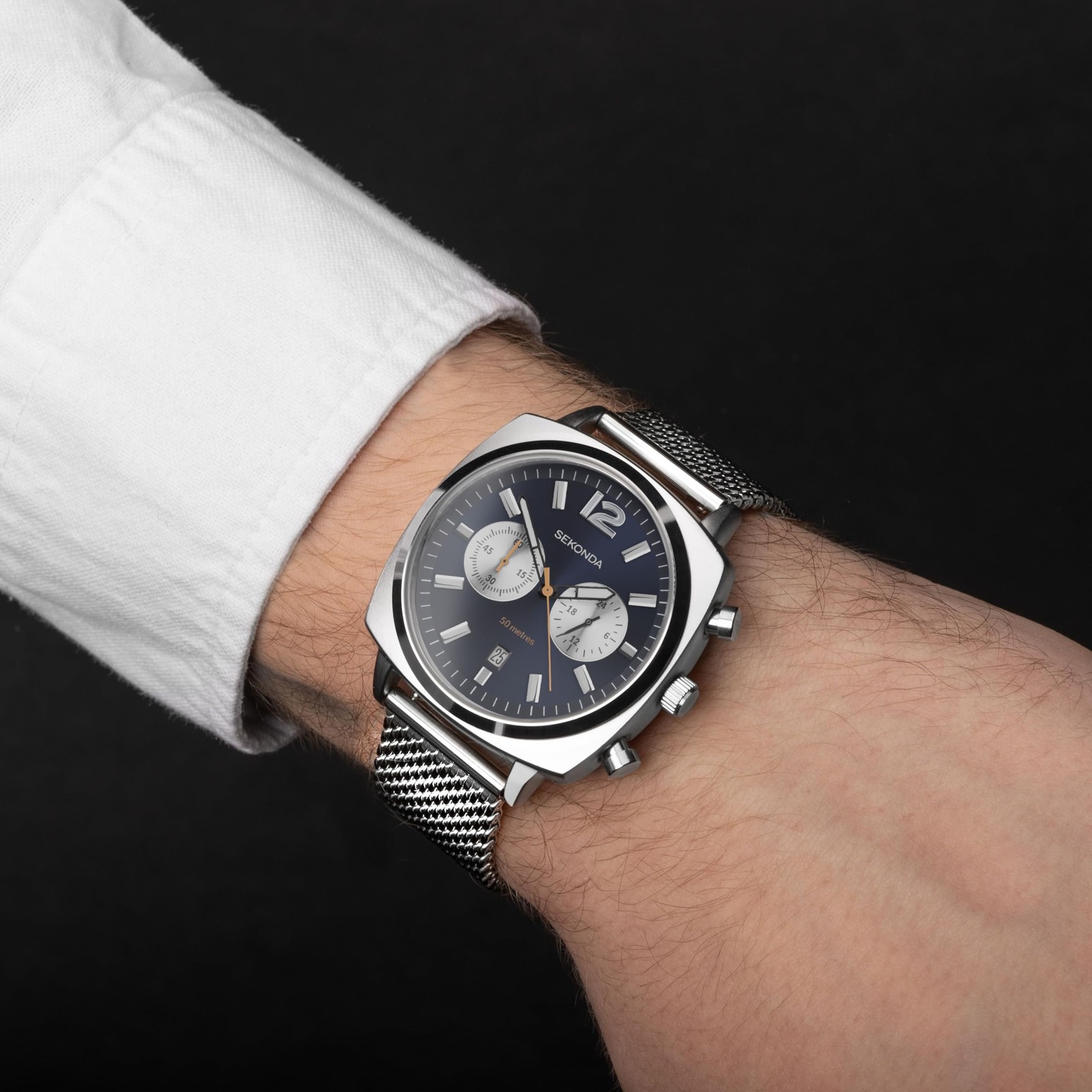 Sekonda Airborne Mens 40mm Chronograph Watch in Blue with Analogue Date Display
